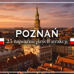 Zachód słońca nad Poznaniem, gdzie zobaczyć 25 najważniejszych atrakcji. Widok na Stary Rynek i wieżę ratuszową.