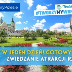 Rzeszów w jeden dzień! Gotowy plan na zwiedzanie atrakcji Rzeszowa. Park z pomnikiem i kościołem w tle.