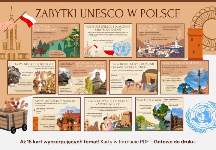 Odkryj obiekty UNESCO w Polsce: od prastarych puszcz po średniowieczne kopalnie i zamki. Poznaj bogactwo historii i kultury.